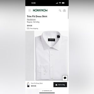 Basically New Nordstrom Trim Fit White Dress Shirt